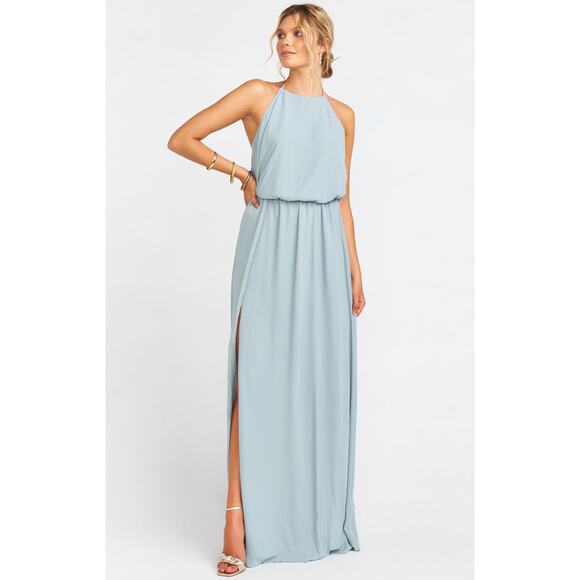 Show Me Your Mumu Heather Halter Maxi Dress in Silver Sage Crisp XL NWT - Picture 1 of 7